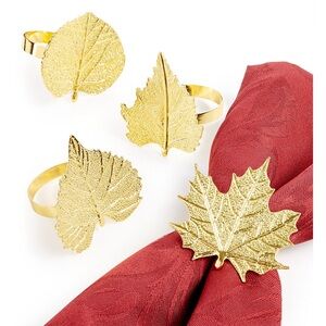 Gold Leaf Napkin Rings by Martha Stewart. Thanksgiving.